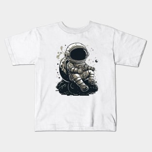 Cute Astronaut Sitting On Moon Kids T-Shirt